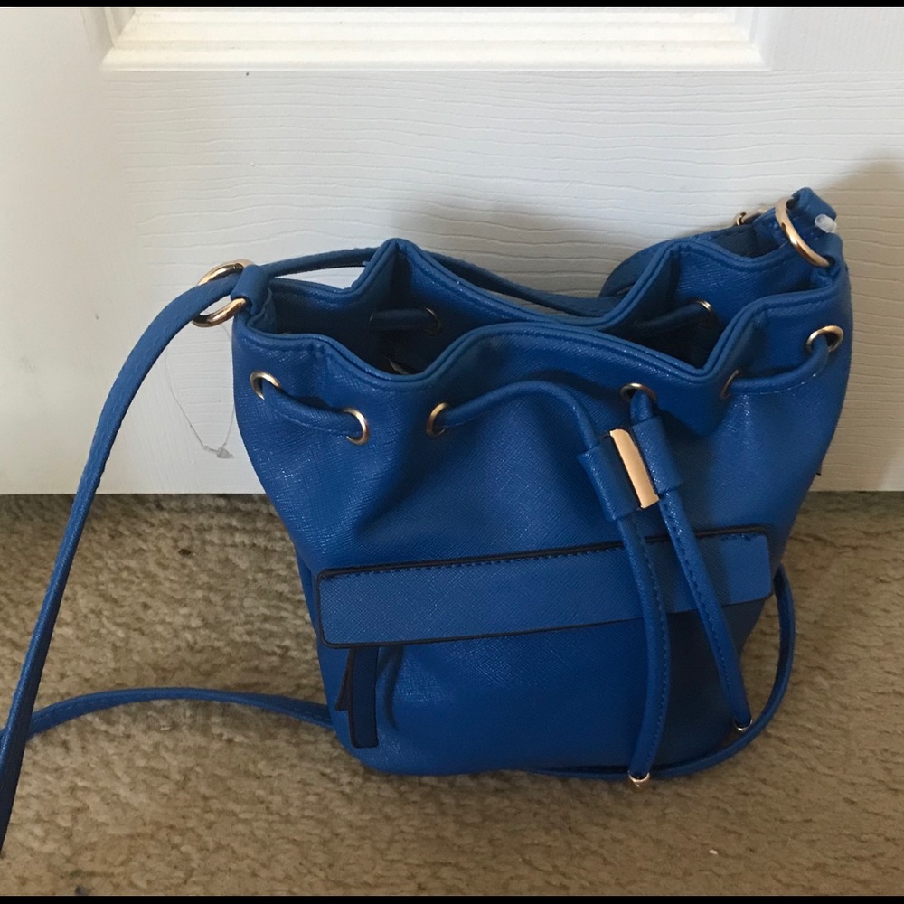 New Leather Colbat Blue Bucket crossbody $30